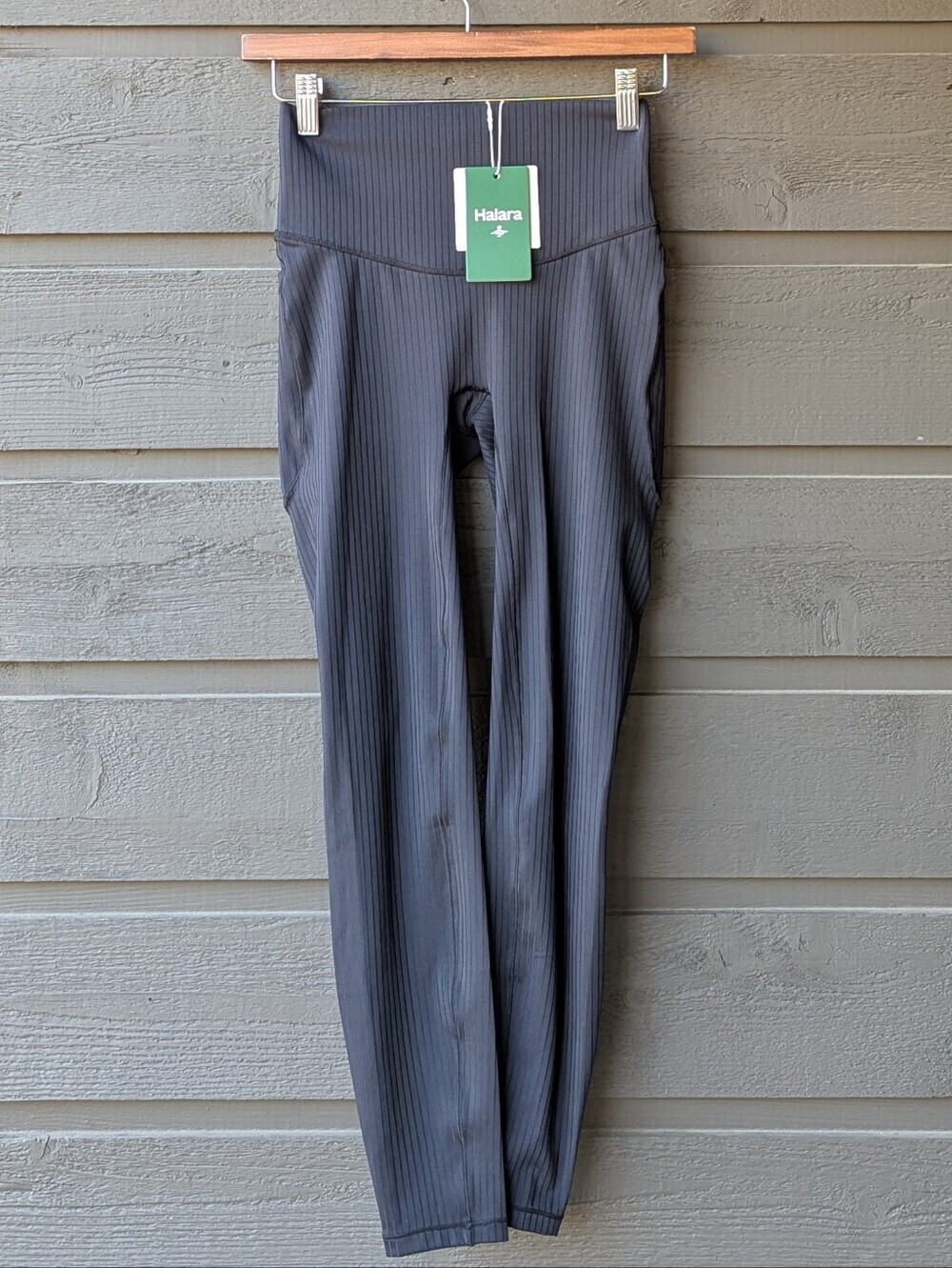 NWT Halara Ribbed Knit High Waisted Tummy Control Workout Leggings Pockets XS